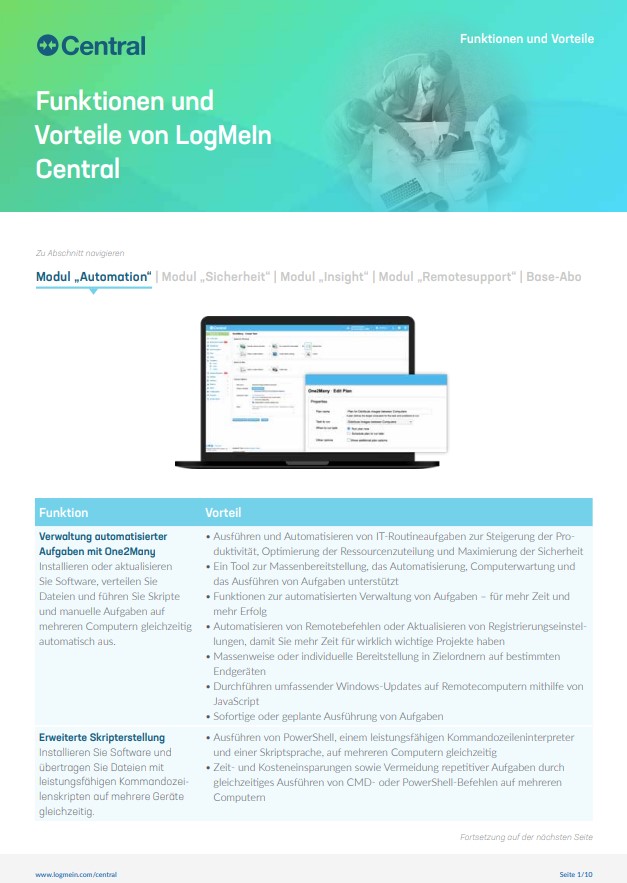 Central Features and Benefits datasheet